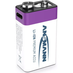 Li-Ion battery 9V block Typ 400 (min. 340 mAh) 1pcs., Ansmann