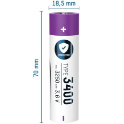 Li-Ion battery 18650 3400 mAh with USB-TypeC charging socket