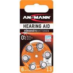 Hearing Aid batteries Type 13 / PR48 6pcs., Ansmann