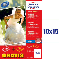 Fotopapīrs 10x15 cm 250 g/m² 80 lapas, Avery Zweckform