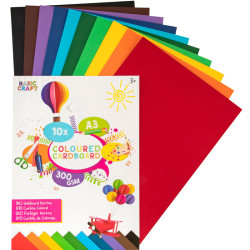 Coloured Cardboard A3 300g/m² 10 Pcs., Basic Craft