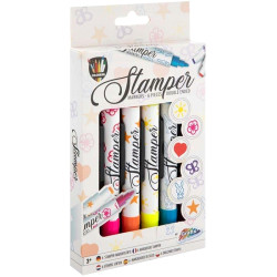 Flomāsteri ar zīmodziņiem Stamper Markers 6gab., Creative Craft